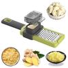 Yowodana Garlic Grater, Multifunctional Kitchen Tool with Ginger Grater, Non-Slip, Easy To Use, Portable, with Safety Holder, for Home Use (Green, 20.