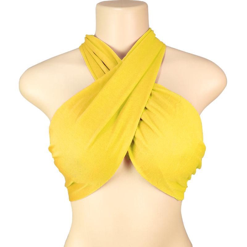 Spring Women's Solid Color Halter Neck Bandeau Top with Tie-up Chest Wrap