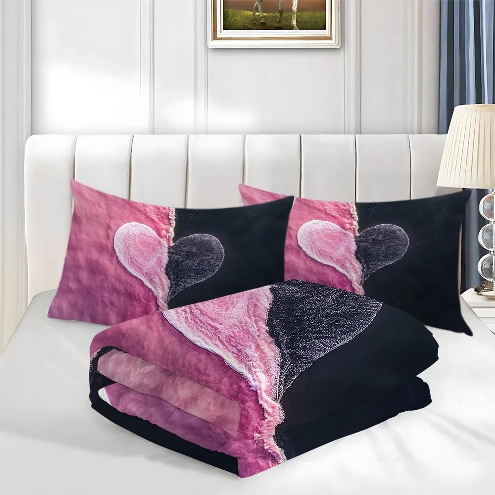 Комплект постельного белья из 3 предметов с современным принтом «День святого Валентина» — мягкий полиэстеровый пододеяльник и наволочки, можно стирать в стиральной машине, для домашней кровати