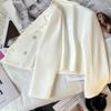Double-breasted White Blazer Female Slim Spring Solid Color Temperament Long-sleeved Short Suit