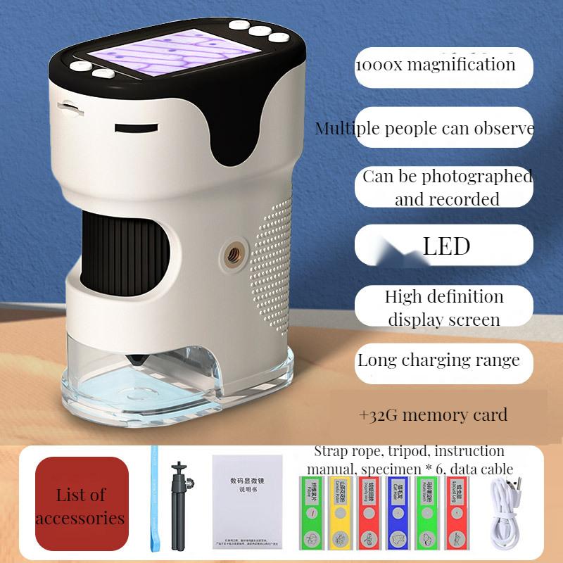 Handheld, Portable, with Screen and Photo Sharing Microscope, Children's Science, Students Can See Bacteria
