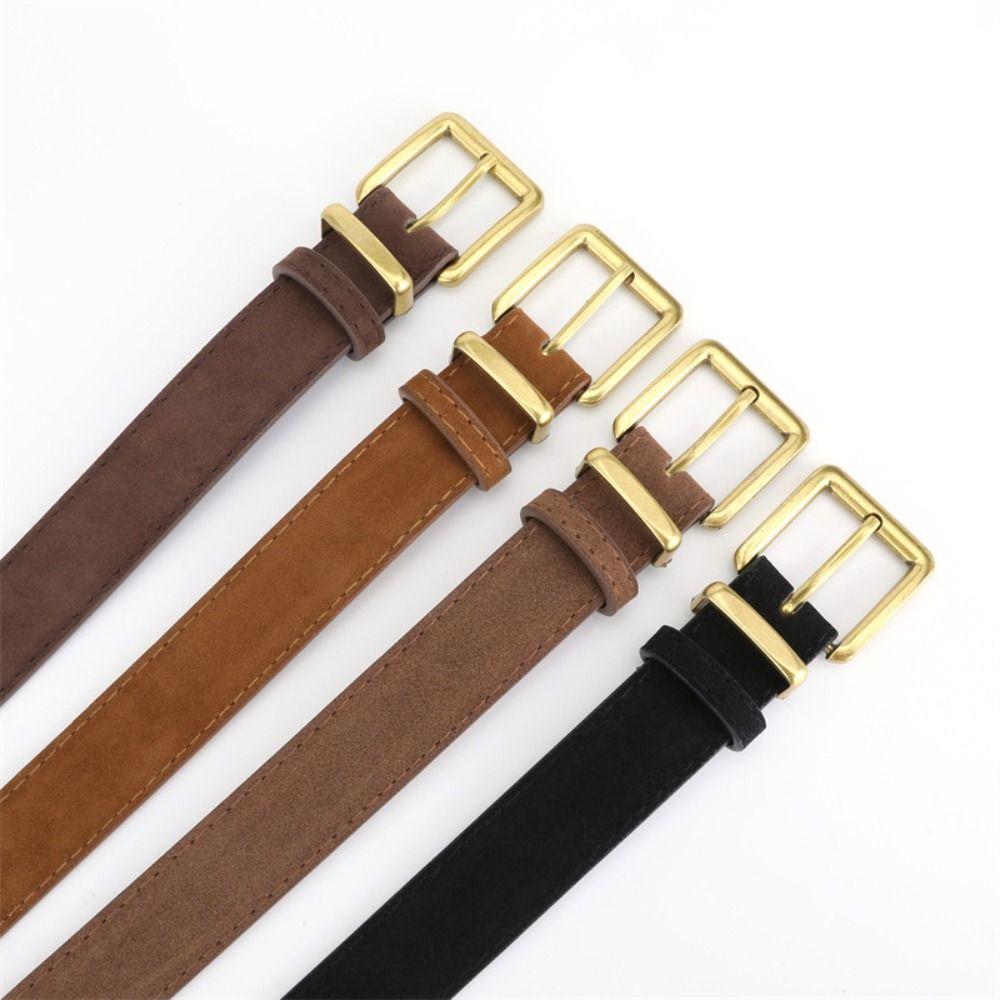 Trendy Pin buckle Suede Leather Belt Luxury Design Casual Business Waist Belt Retro Waistband For Women