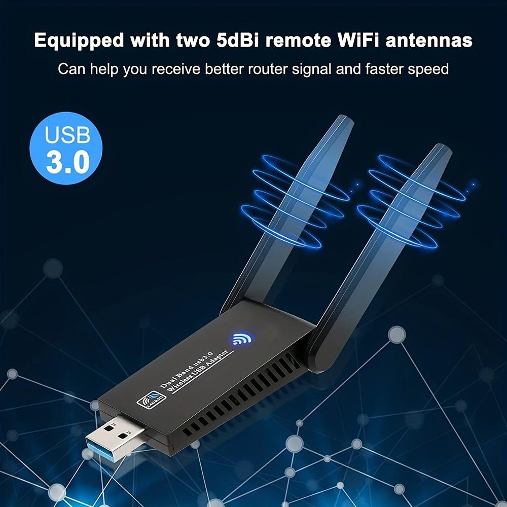 USB WiFi Adapter, AC1300 Wireless Adapter For Desktop PC, 1300Mbps Dual Band 5Dbi Antennas, Support 2.4G & 5G (400Mbps/867Mbps) Network Card
