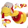 150cm Cartoon Long Snake Plush Doll Wearing Hat Yellow Red Striped Python Reptile Plush Toy New Year Home Decoration Gift