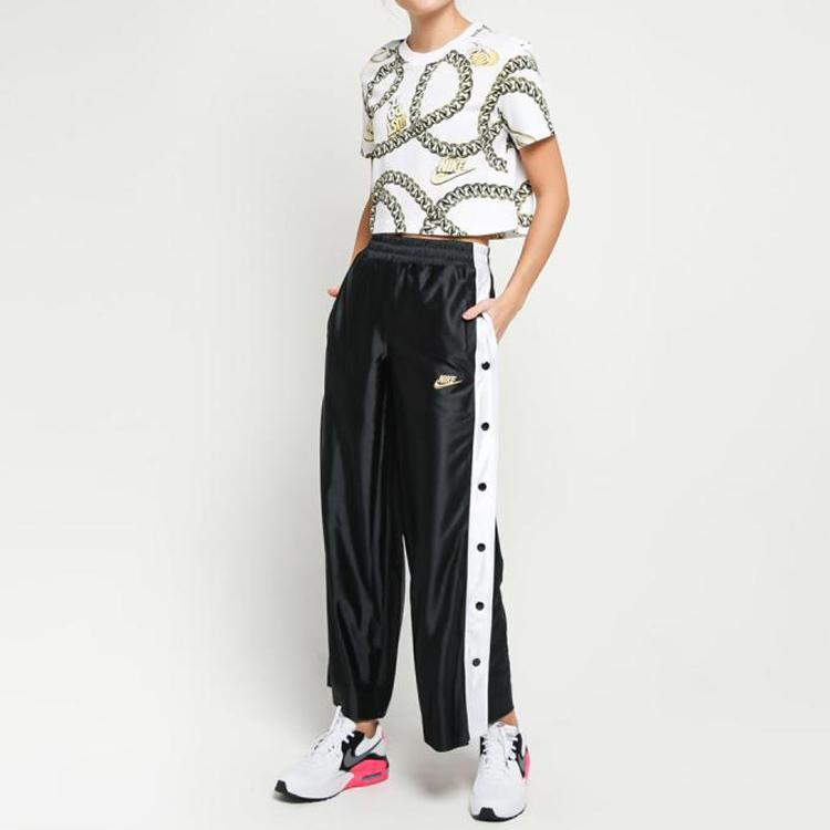 Nike Футболка с коротким рукавом и принтом золотой цепочки, женские топы, белые CI9356-100