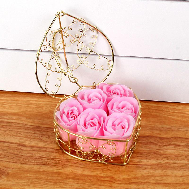 1PC Soap Flower Simulated Flower Valentine's Day Gift Rose Heart Box