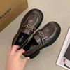 Новые женские туфли на плоской подошве One-step Wearable Black Autumn British Mary Jan Shoes Small Leather Thick Bottomed Luck
