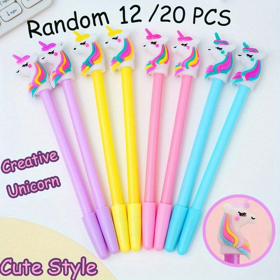 12/20 шт. Яркие гелевые ручки в форме мультяшного единорога 0,5 мм, черные, мечтательные, причудливые, милые, студенческие канцелярские товары, подарки для вечеринок, на выпускной, обратно в школу.