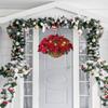 Pre Lit Christmas Hanging Basket Flocked with Mixed Decorations and LED Lights Artificial Frosted