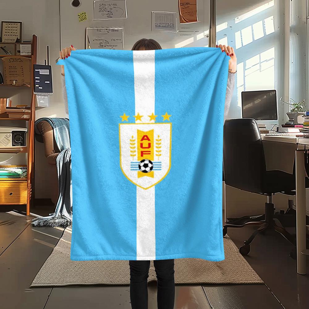 1Pc AUF Logo Uruguay Print Flannel Blanket High Quality Warm Comfortable Cover for All Seasons Perfect for Gifts Home Decor