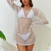Women's Cover Ups Bikini Cover Up Mesh Hollow Out Knit Swimsuit Beach Sun Shirt Summer