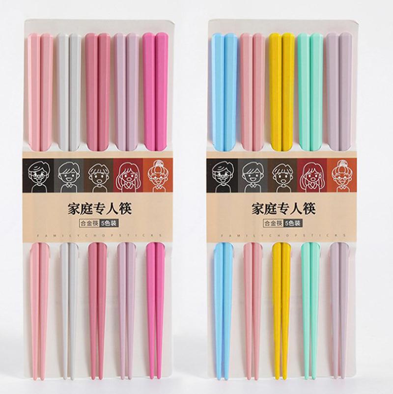 Палочки для еды Macaron Hexagon Alloy, нескользящие палочки для еды, минималистичные разноцветные палочки для еды для обеденного стола, кухонные гаджеты