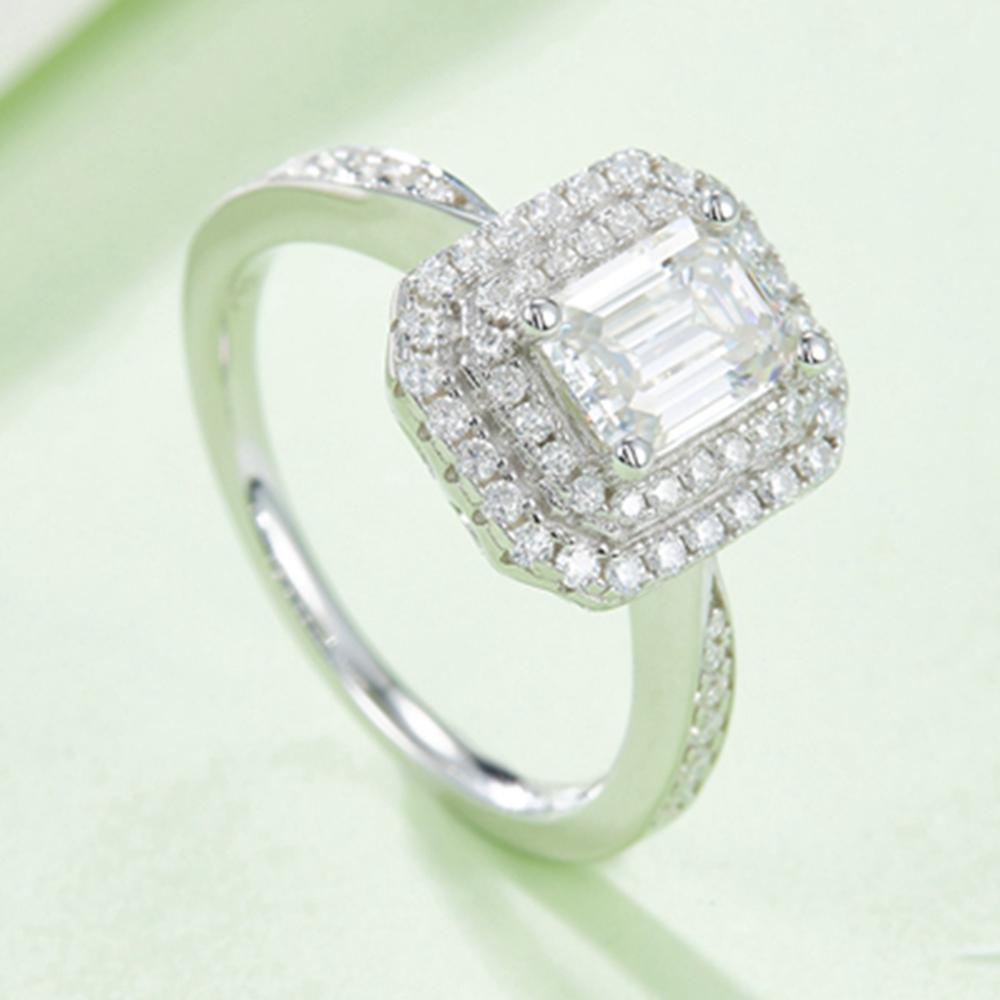 Модное кольцо прямоугольной огранки 5*8 мм Vvs1 D Цвет настоящий муассанит с бриллиантом из стерлингового серебра 925 пробы кольцо для женщин подарок на годовщину