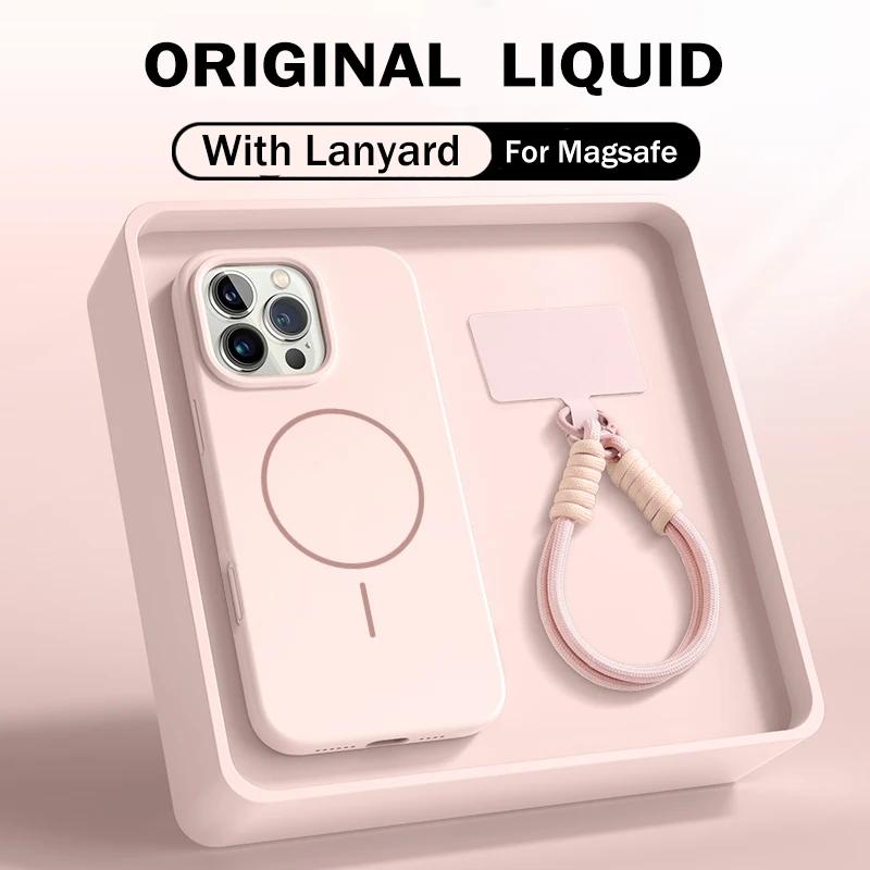 Liquid Silicone Lanyard Phone Case For For Iphone 17 17E 16 1 14 13 Pro Max For  Magnetic Strap Protector Back Cover