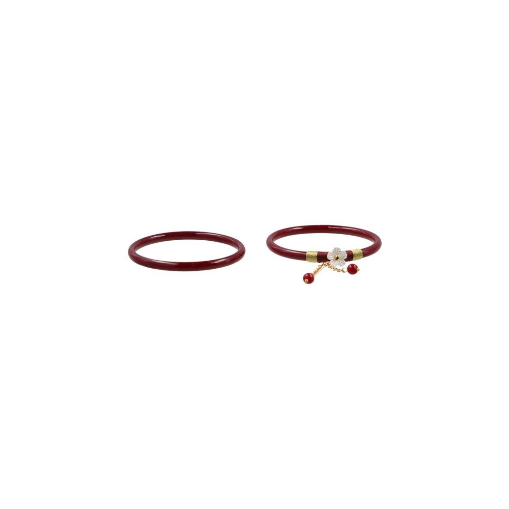 Jewelry Natal Year Gift Girls Antique Bracelet Women Bangles Stone Bracelet Vermilion Red Bangles
