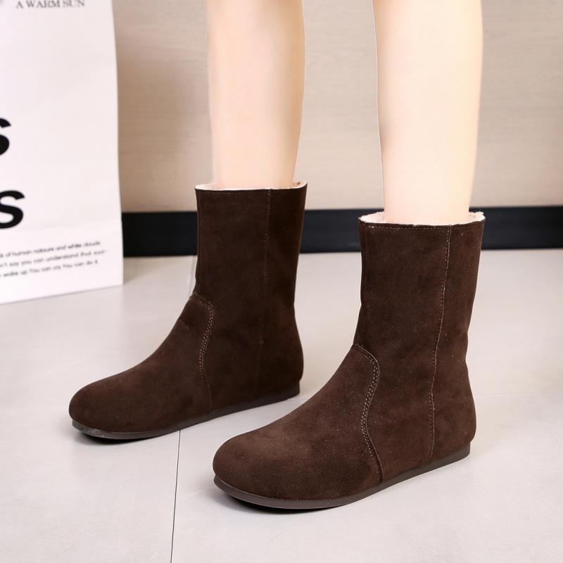 Женские ботильоны на плоской подошве с мехом, замшевые туфли, зимняя мода 2025 года, новые повседневные кроссовки-гладиаторы, короткие, плюшевые, теплые, для отдыха на свежем воздухе, зимние ботинки Mujer