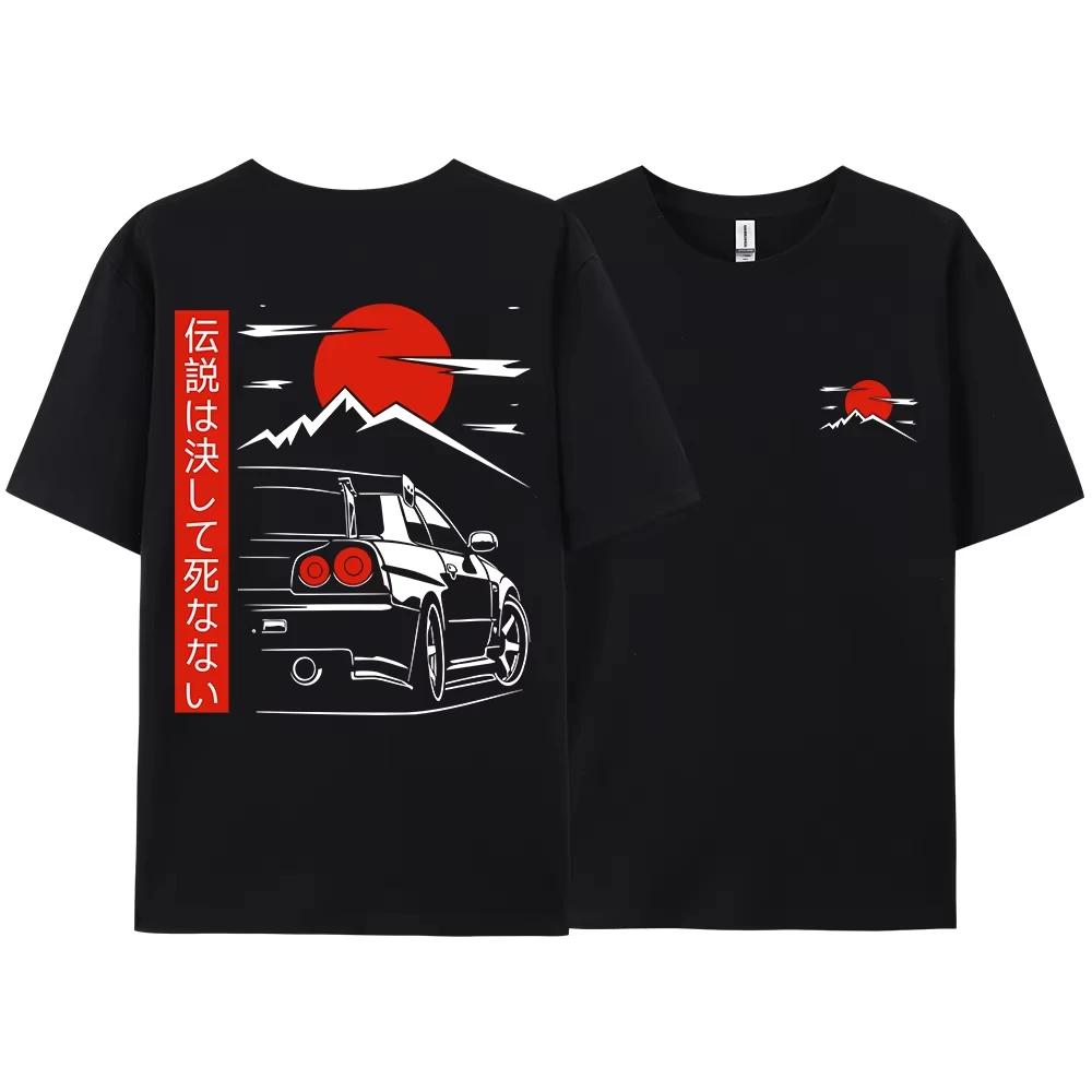 2025 Футболки в японском стиле JDM Culture GTR Racing Мужские Женские Уличная одежда Оригинальный дизайн Оверсайз 100% хлопок Парные