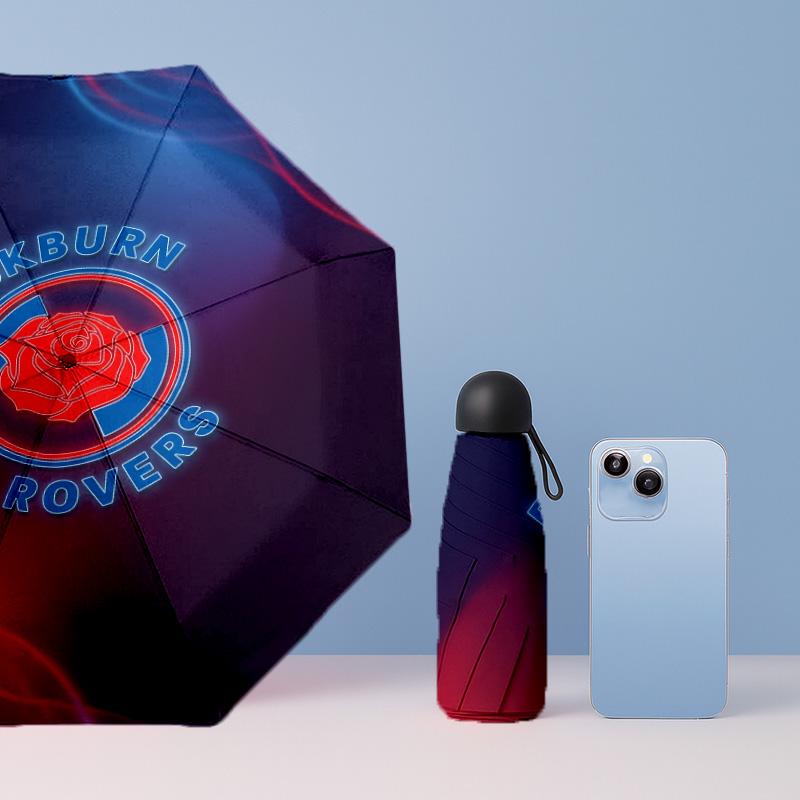 Blackburn Rovers Football Pattern Printed Mini 5 Folds 8 Ribs Compact Umbrella Windproof Waterproof Lightweight Portable Folding