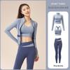 Дышащий комплект из трех предметов в стиле колор-блок, облегающего кроя, противоударный, для бега и фитнеса, для женщин