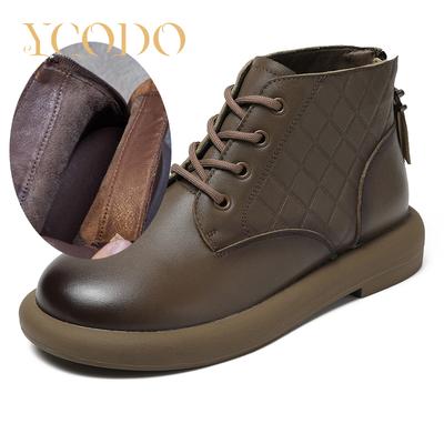 Женские осенние и зимние кожаные ботильоны, повседневные и удобные студенческие ботинки Marton для девочек