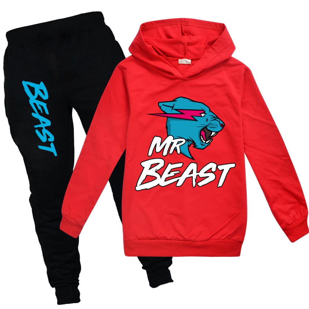 Kids Cartoon Cotton Hoodie And Joggers Set For Active Play And Casual Wear