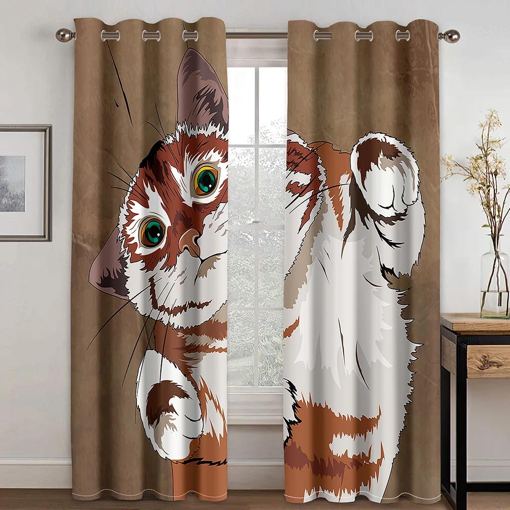 3D Современный милый мультяшный кот ребенок высокая затемняющая оконная штора разные стили мультяшного узора спальня гостиная затемняющая штора