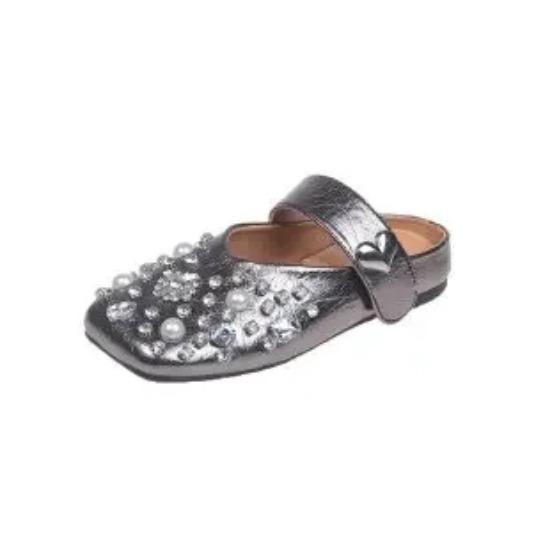 Женские туфли с пряжкой и ремешком, женские туфли на плоской подошве, модные, с бисером, ежедневные бестселлеры, женские туфли на плоской подошве, новые, с квадратным носком, на низком каблуке