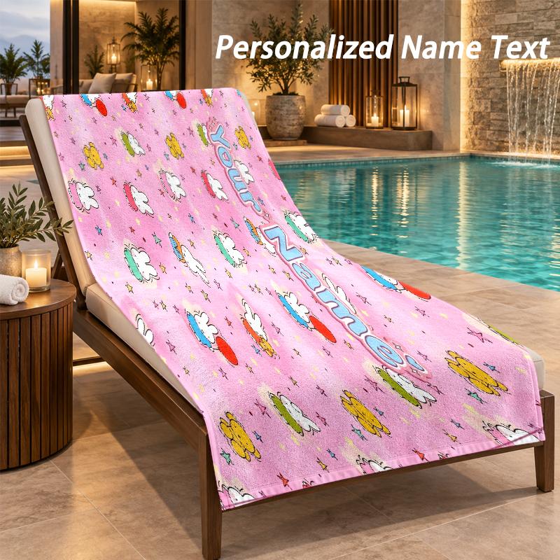 Miffy Custom Name Beach Towel Large Soft Towel for Indoor Bathroom Outdoor Beach
