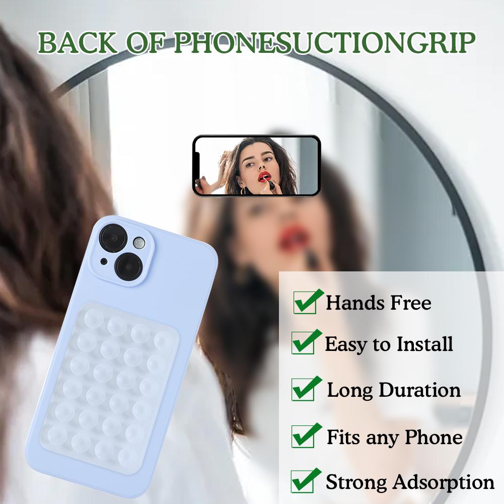 Pack of 4 Silicone Suction Phone Case Mount Non Slip 24 Squares Suction Cup Phone Mount Holder for Taking Selfies and Videos