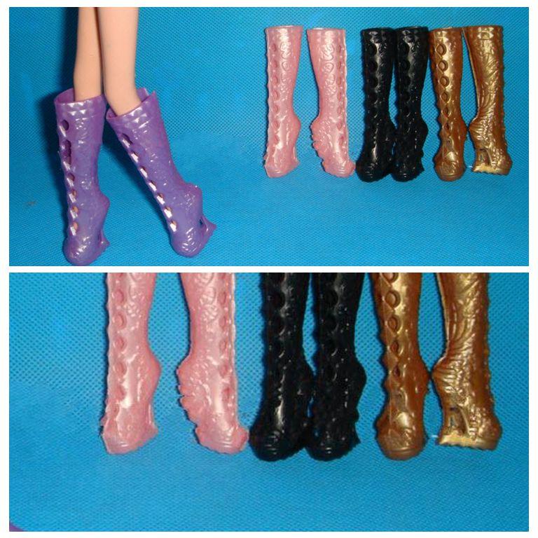 3 пары/лот, аксессуары для кукол, обувь с отверстиями, туфли на высоком каблуке для кукол Monster High, модные высокие сапоги для кукол Monster High