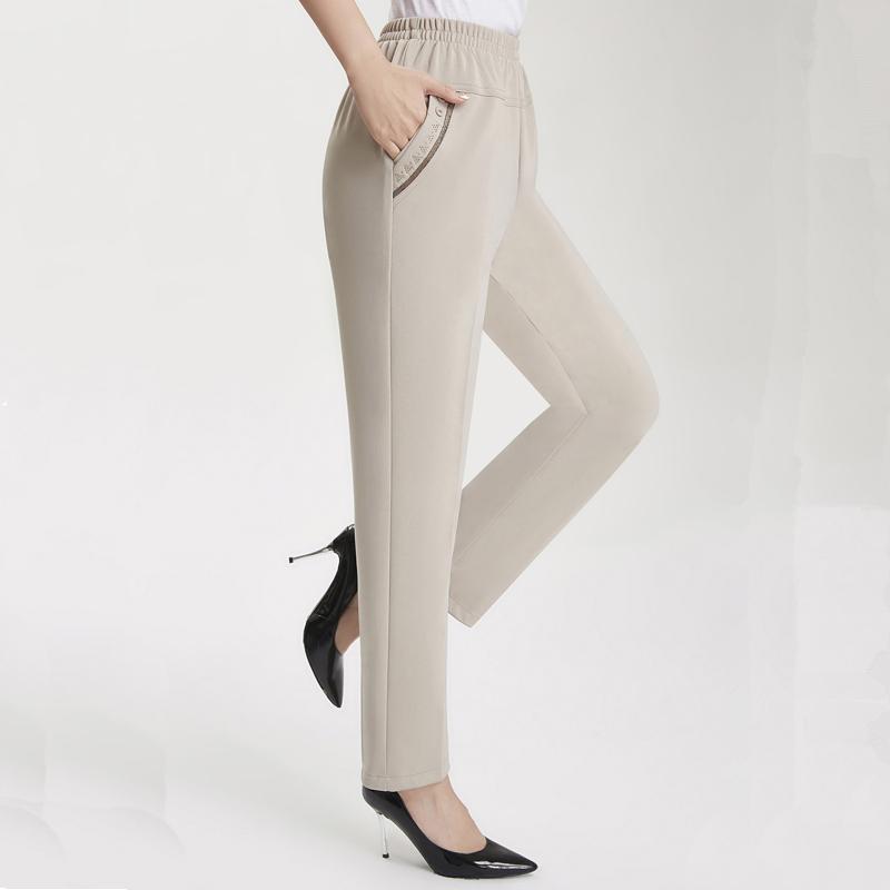 Летние прямые брюки больших размеров, женские элегантные длинные брюки с высокой талией