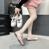 Leather Velcro Mary Jane Shoes Women's Spring and Summer Hollow Shallow Mouth Casual Women's Single Shoes Tide