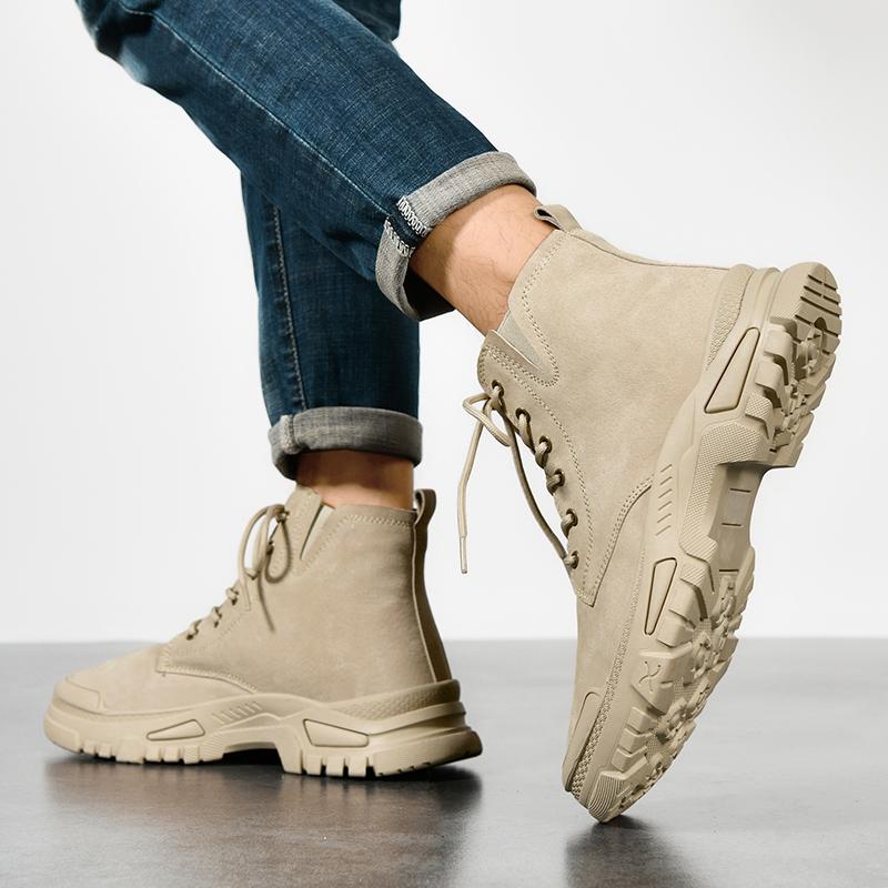 Мода 2024 Зима Горячие продажи Мужские рабочие ботинки Теплая хлопковая обувь Уличная трендовая обувь с высоким верхом Мужская обувь для хайкинга на толстой подошве