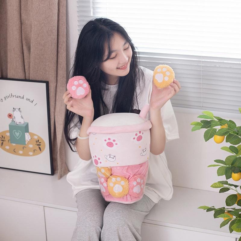 Детская Подушка-Игрушка Squishmallow для Бабл-чая с Тапиокой Подарок на День Рождения