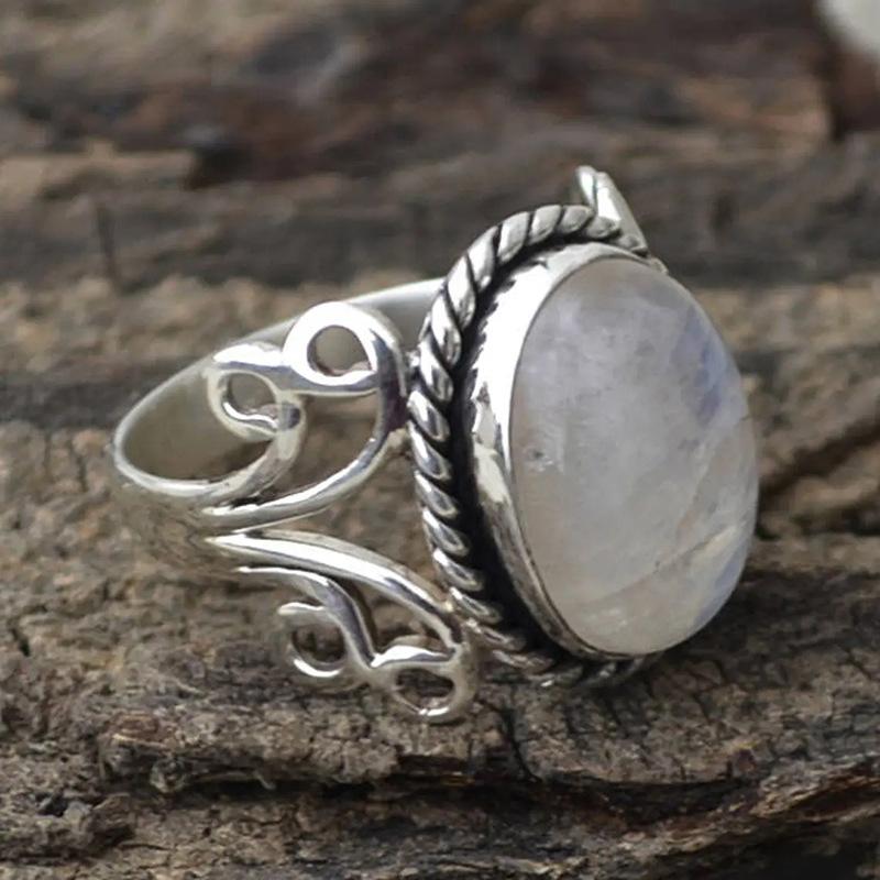 Retro Fashion Men'S And Women'S Rings, Imitation Moonstone Rings, Rings