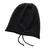 Ear Protection Drawstring Wool Cap Soft Solid Color Pullover Hat Knitted Baggy Beanie Hat  Outdoor