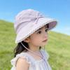 Кружевная Пустая Шляпа-Цилиндр для Девочек 3-8 Лет Весна Лето Защита от Солнца Хлопок Лен Шнурок Рыбацкая Шляпа