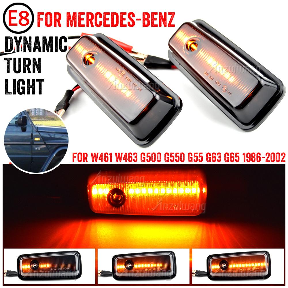 2Pcs For Mercedes-Benz G-Class W463 W461 G500 G550 G55 G63 G65 Dynamic Ambe LED Side Marker Turn Signal Light Sidemarker
