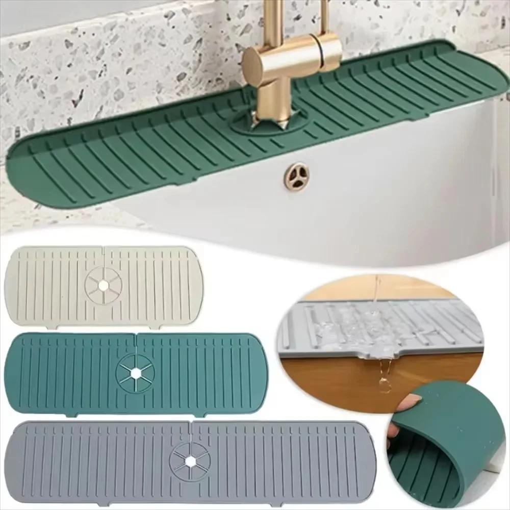 1-3pcs High Quality Silicone Tap Mat,Sink Splash Guard,Kitchen Tap Silicone Drain Mat, Silicone Tap Handle Drip Catcher Tray