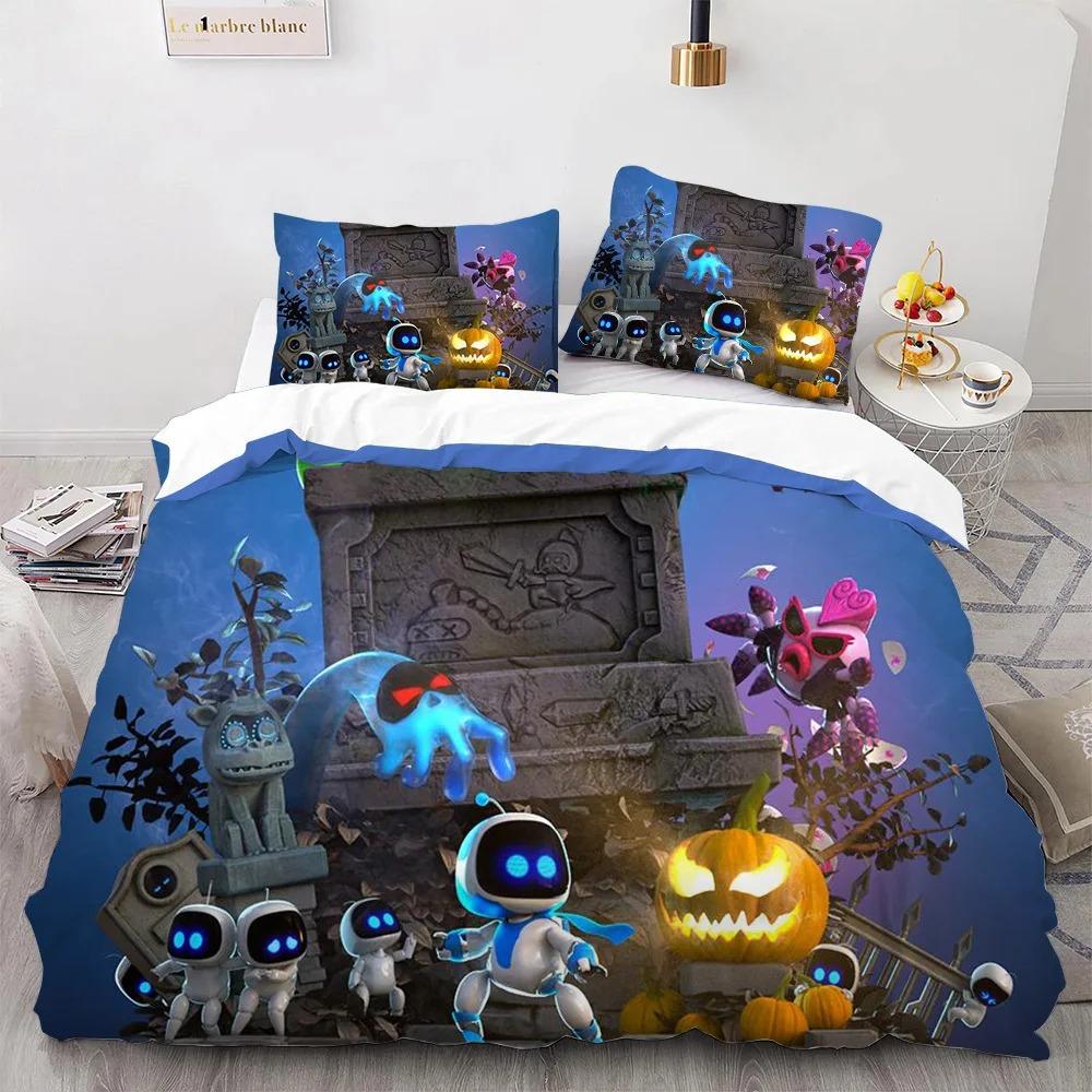 Astro Bot Cute Cartoon Bedding Set Duvet Cover Pillow Case Single Double King Size Adult Boys Bedroom