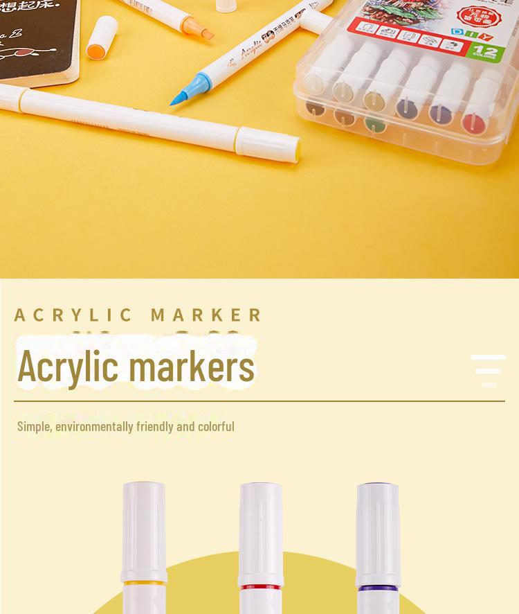 Двусторонний акриловый маркер с мягким наконечником для самостоятельного творчества и граффити на дереве, камне и обуви