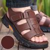 Сандалии мужские пляжные туфли из коровьей кожи тапочки для отдыха на открытом воздухе нескользящие толстые подошвы