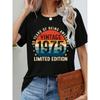Vintage 1975 Funny 50Th Birthday Gifts 50 Years Old Retro Print T-Shirt Short Sleeve Crew Neck Casual Top for Summer & Spring