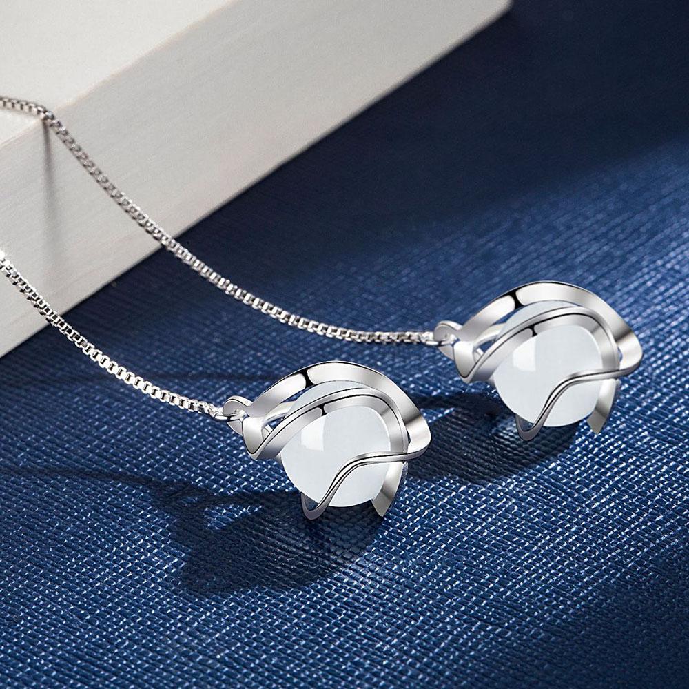 Новые 925 пробы стерлингового серебра женские серьги линии моды геометрия высокого качества круглые опаловые длинные серьги кулон ювелирные изделия фестиваль подарок