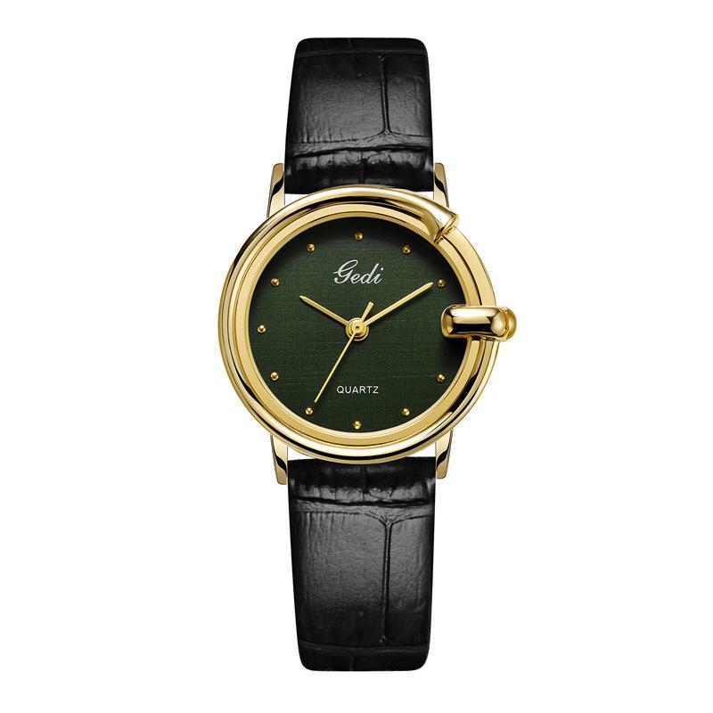 Light luxury leather quartz watch niche high-end cloth watch women's high-end small medieval watch