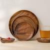 Wood 1Pcs Durable Tableware Unbreakable Vintage Dinner Plate Fruits Dishes Platter Serving Tray