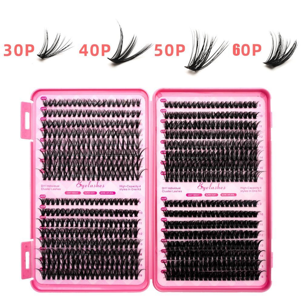 Natural Look 3D Faux Mink Lash 3D Volume DIY Lash Extension Kit False Eyelashes Makeup Enhancement
