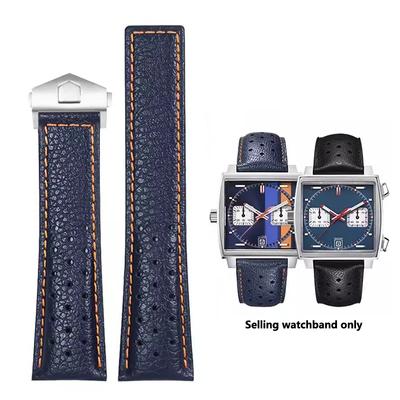 Классический ремешок для часов TAG Heuer Monaco CAW211M 211P CAW211R 211T из натуральной кожи шириной 22 мм, дышащий, с раскладывающейся пряжкой для мужчин
