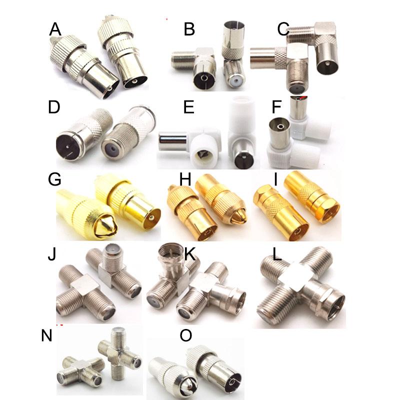 2 шт. RF штекер-мама к телевизору Мужской/гнездовой разъем-адаптер коаксиальный 90 градусов под прямым углом/прямой ТВ/F TV SAT F-TYPE