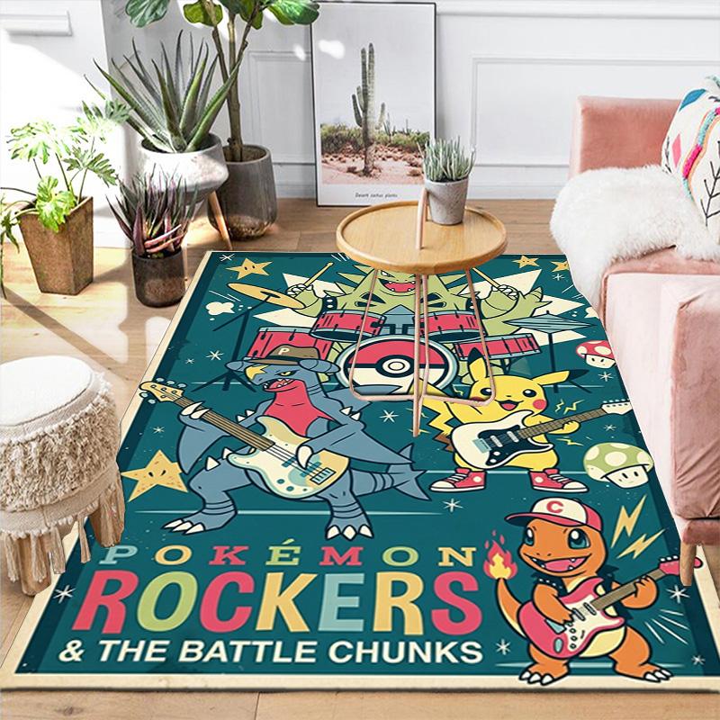 Pokémon Soft Area Rug with Cartoon Anime Print Non slip Washable Design, Perfect for Kitchen Bedroom Living Room Use THW